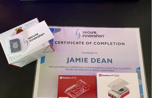 Secure Innovation certificate of completion with a Raspberry Pi 5 kit